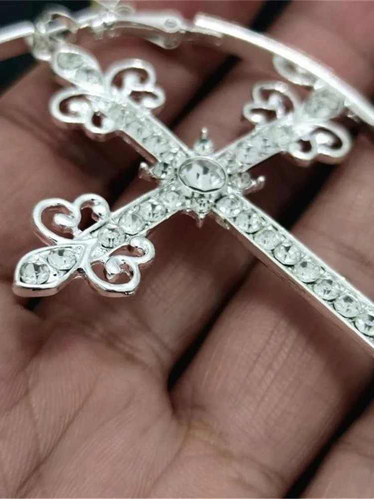 Sparkle Cross Hoop Earrings - Image 3