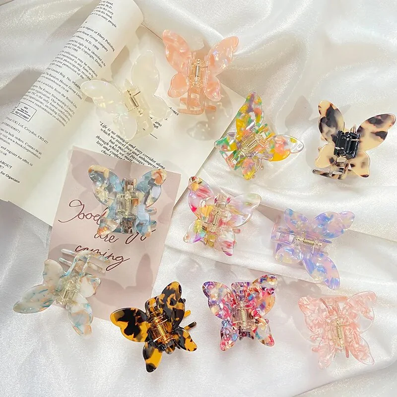 Speckled Butterfly Acrylic Hair Clips - Image 2