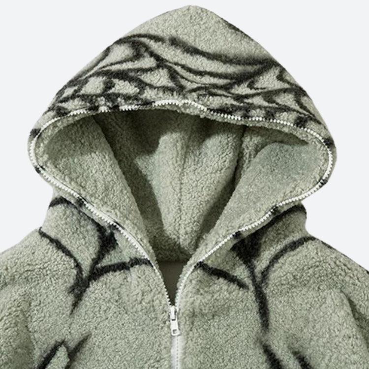 Spider Full Zip-Up Teddy Hoodie Jacket - Image 3