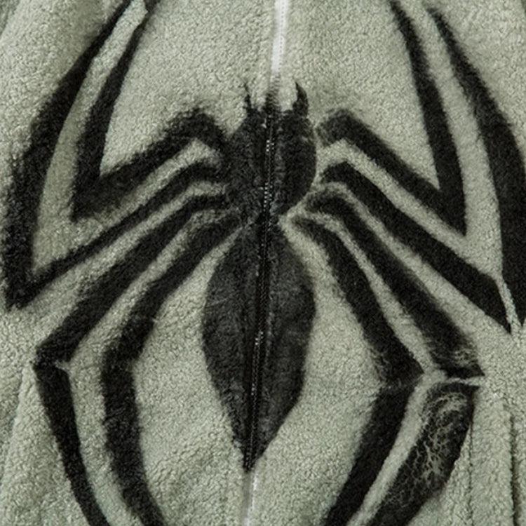 Spider Full Zip-Up Teddy Hoodie Jacket - Image 4