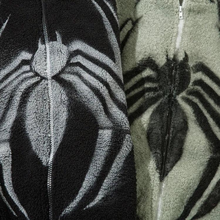 Spider Full Zip-Up Teddy Hoodie Jacket - Image 7