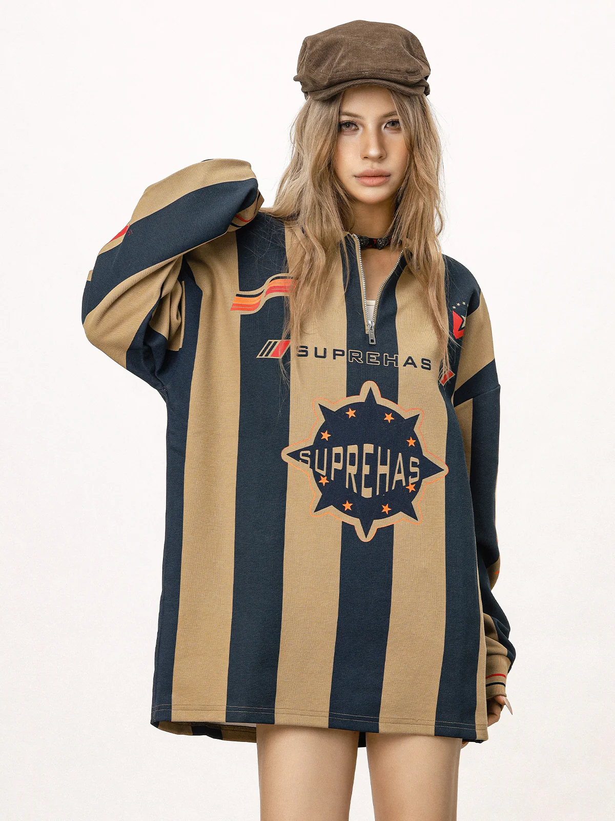 Sports Casual Striped Blokette Sweatshirt - Image 3