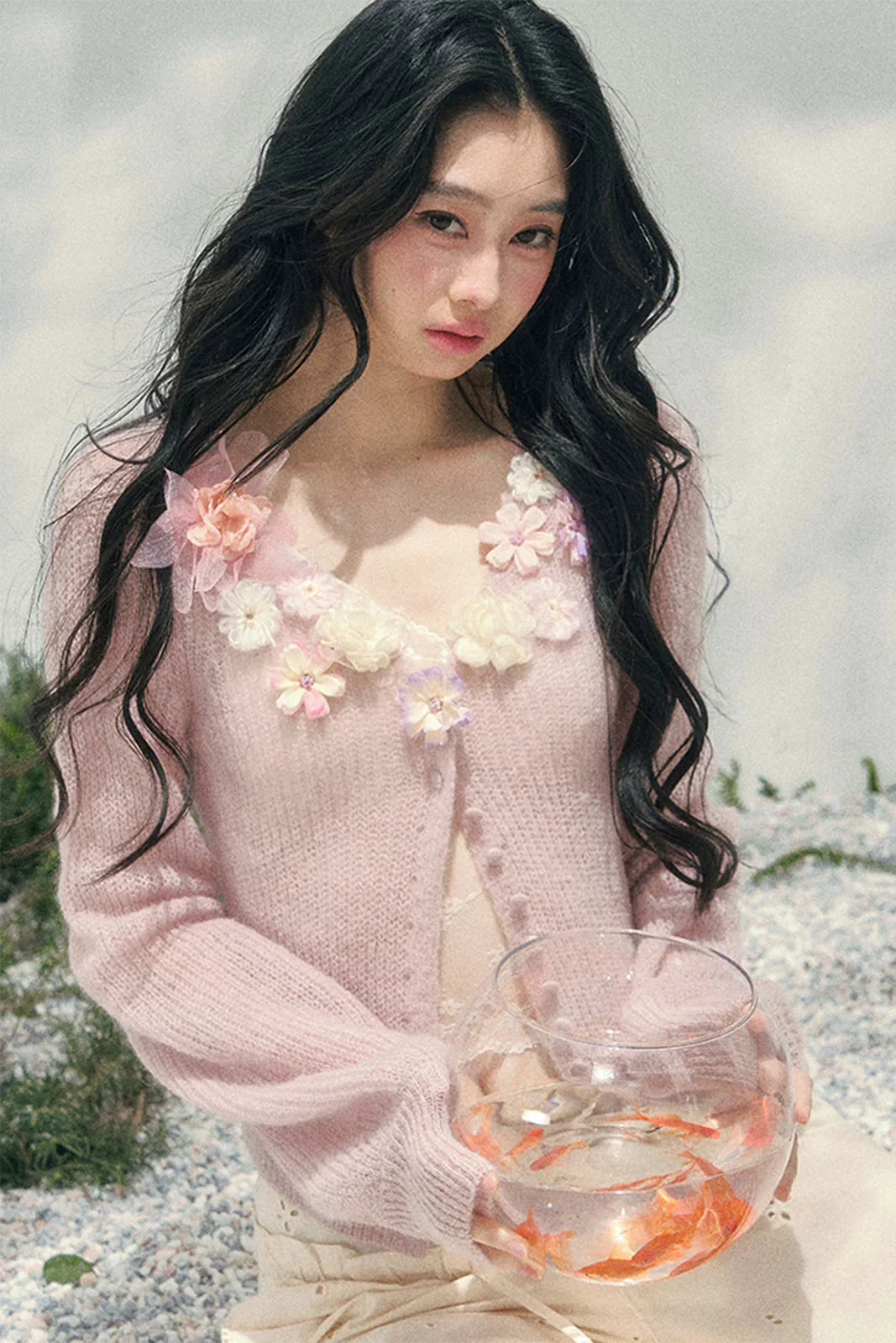 3D Floral Cardigan + Camisole - Image 3