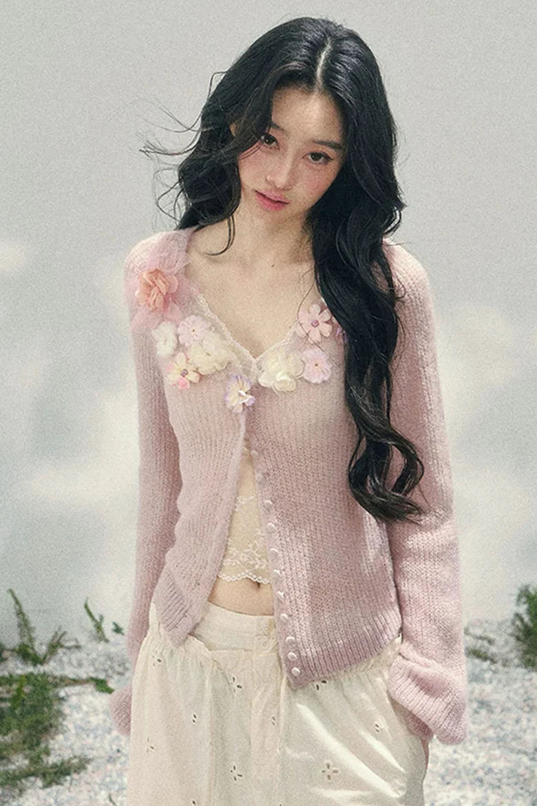 3D Floral Cardigan + Camisole - Image 6