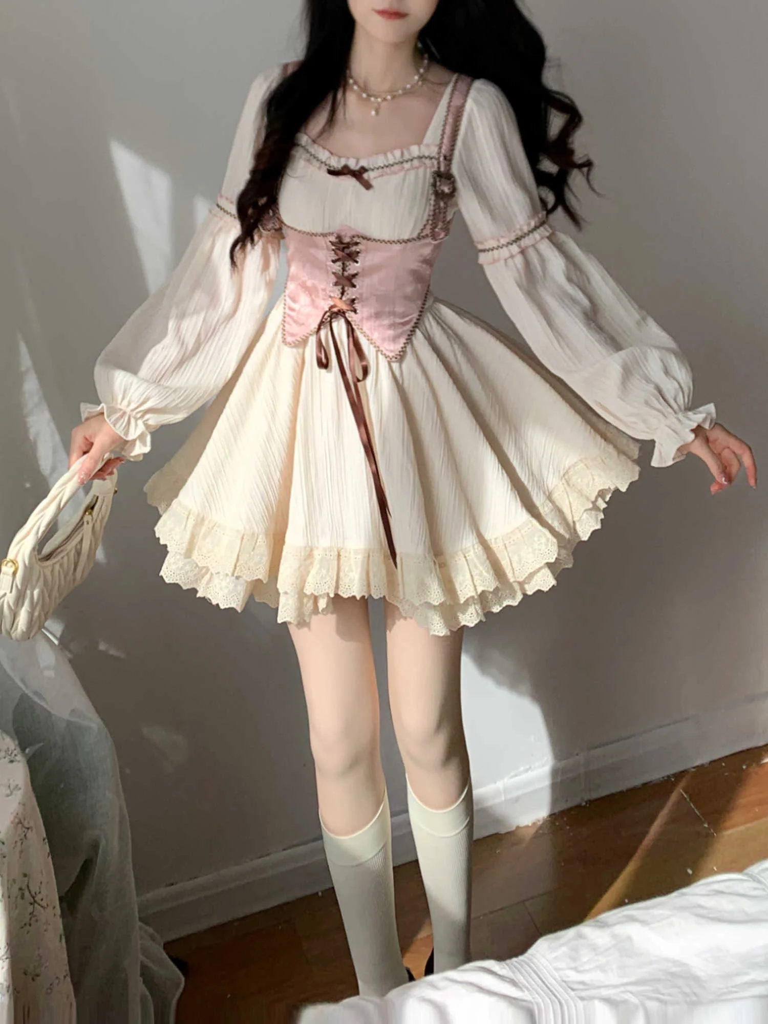 Square Neck Princess Dress + Vest Suit - Image 5