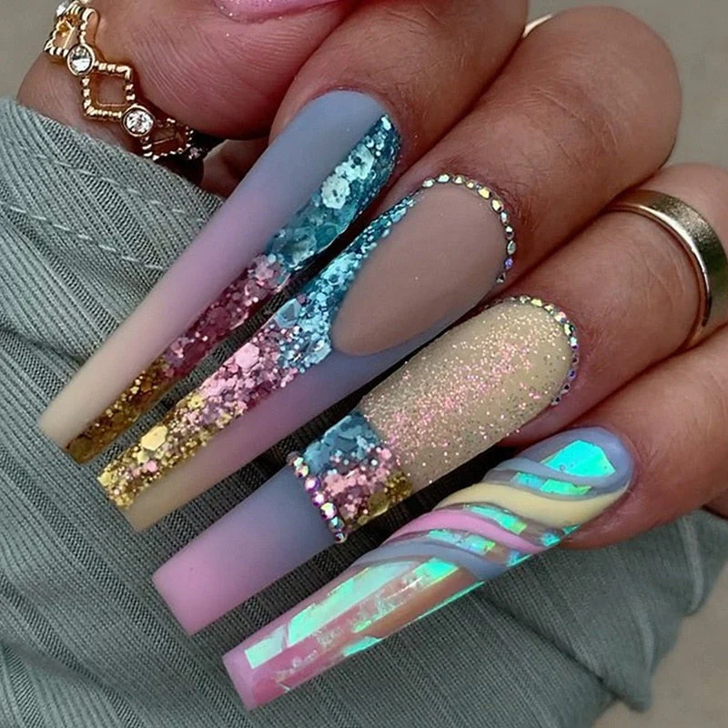 Square Shape Long Press On Nails - Image 19