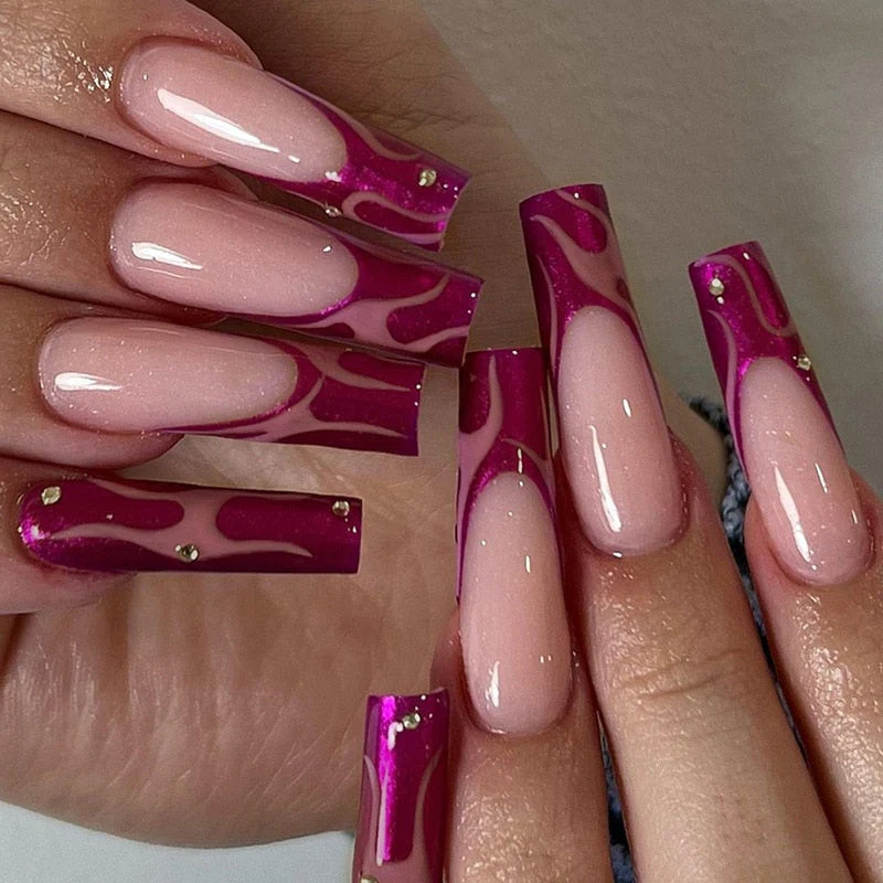 Square Shape Long Press On Nails - Image 24