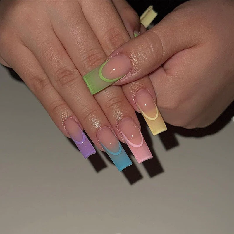 Square Shape Long Press On Nails - Image 25