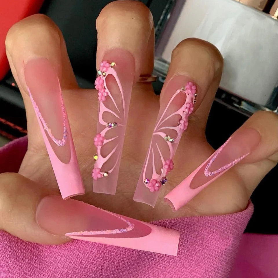 Square Shape Long Press On Nails - Image 27