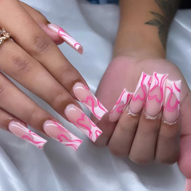 Square Shape Long Press On Nails - Image 3