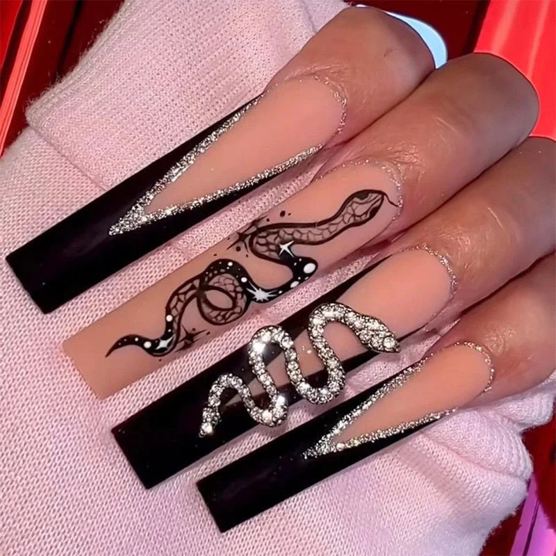 Square Shape Long Press On Nails - Image 30