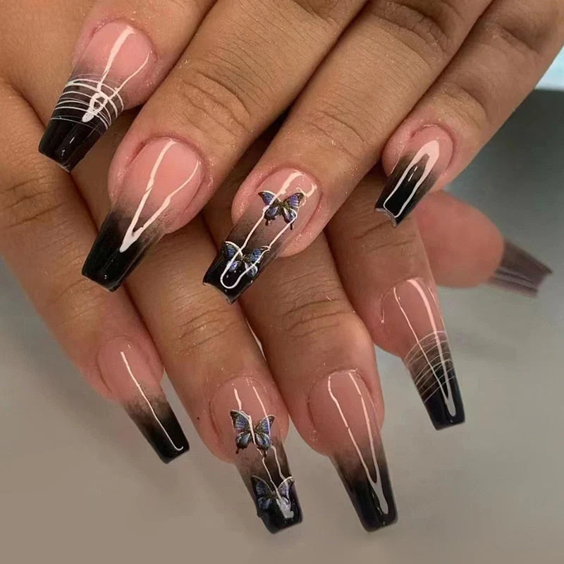 Square Shape Long Press On Nails - Image 32