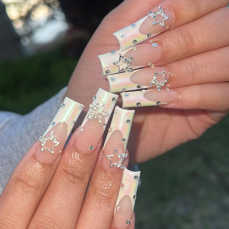 Square Shape Long Press On Nails - Image 36
