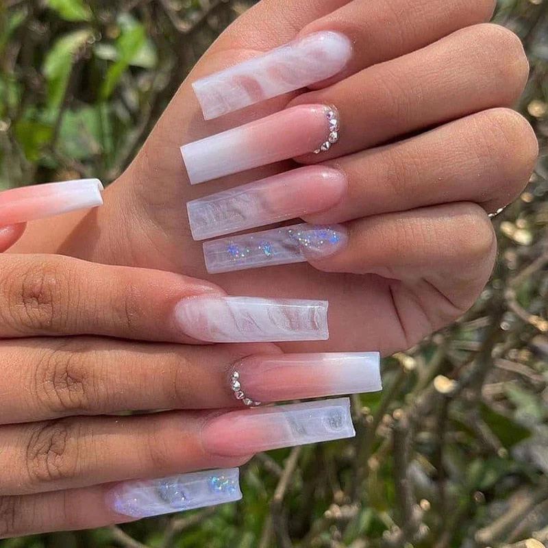 Square Shape Long Press On Nails - Image 38