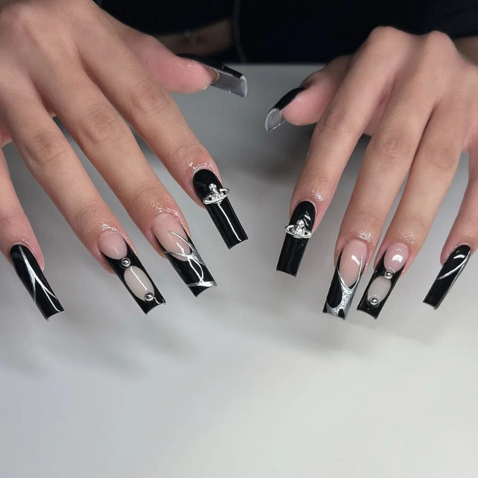 Square Shape Long Press On Nails - Image 41