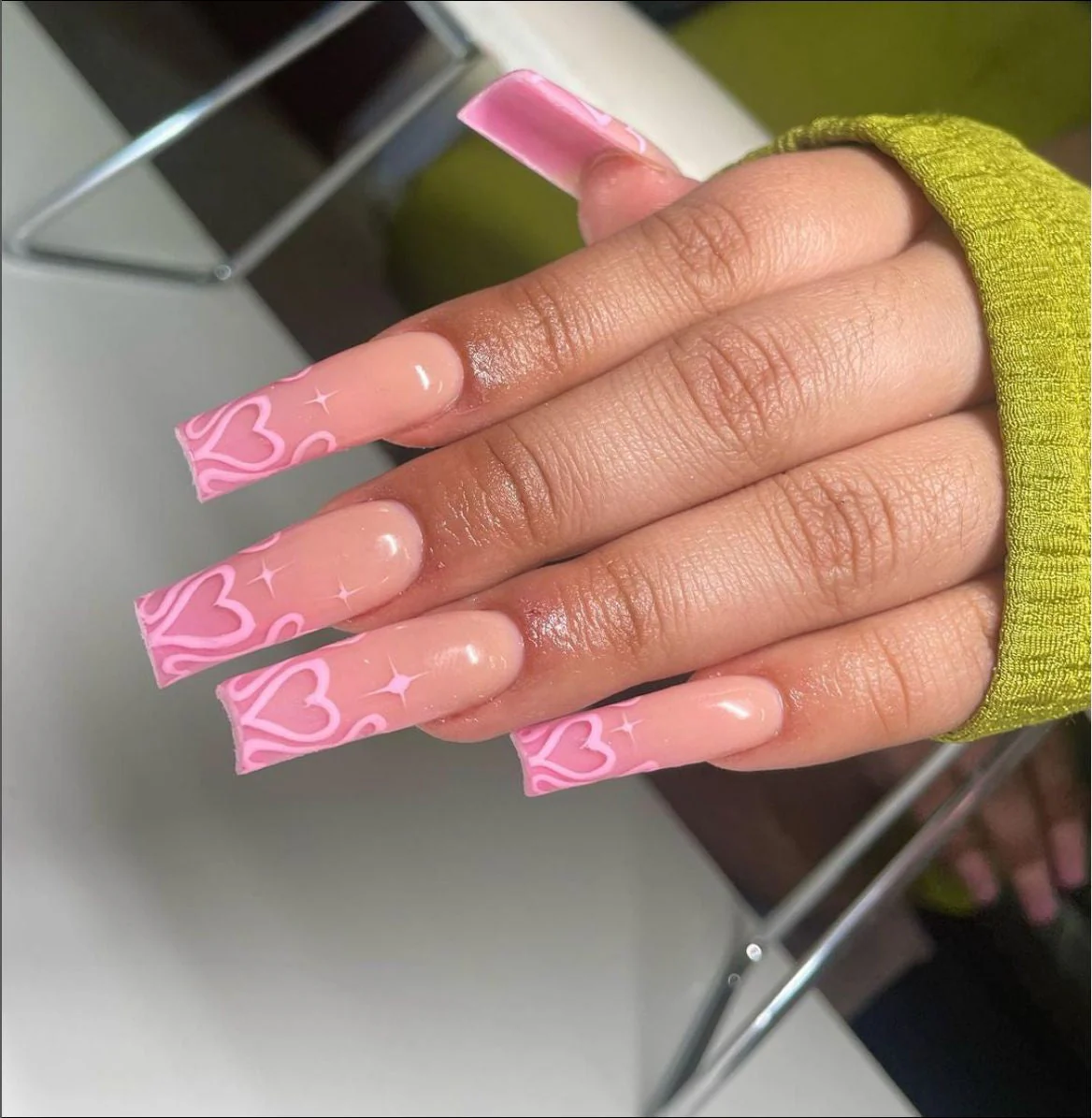 Square Shape Long Press On Nails - Image 44