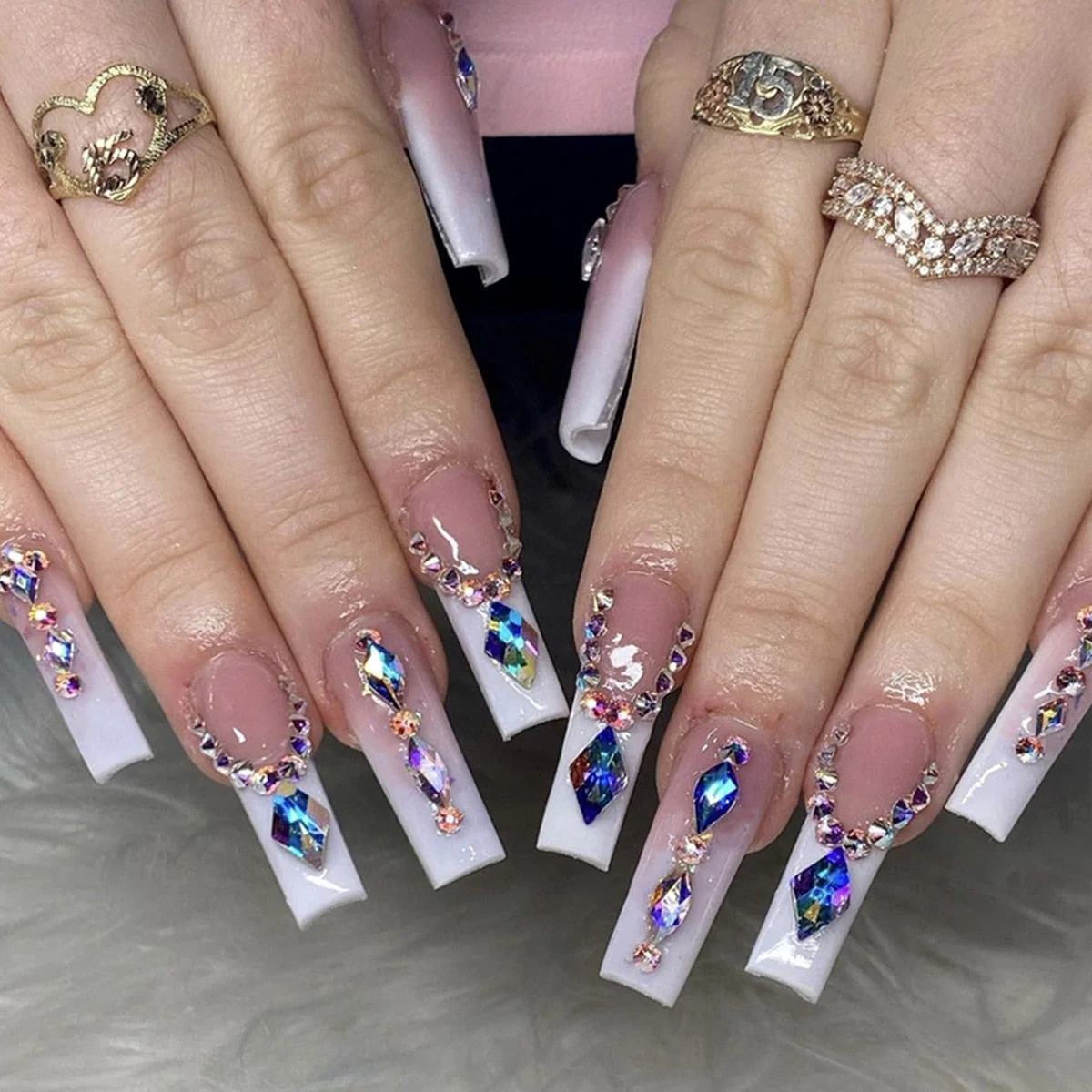 Square Shape Long Press On Nails - Image 46