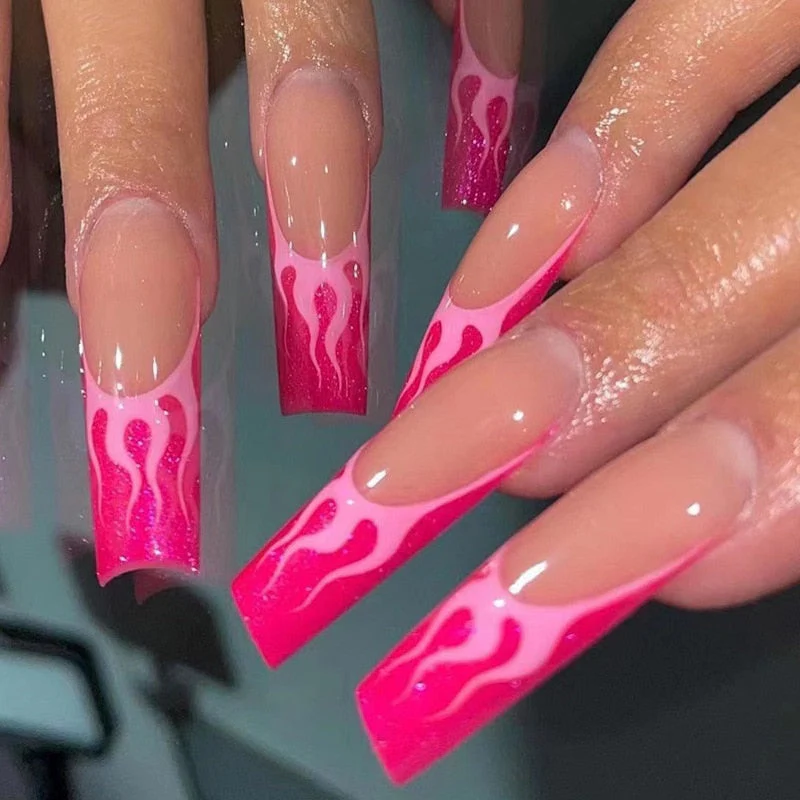 Square Shape Long Press On Nails - Image 47