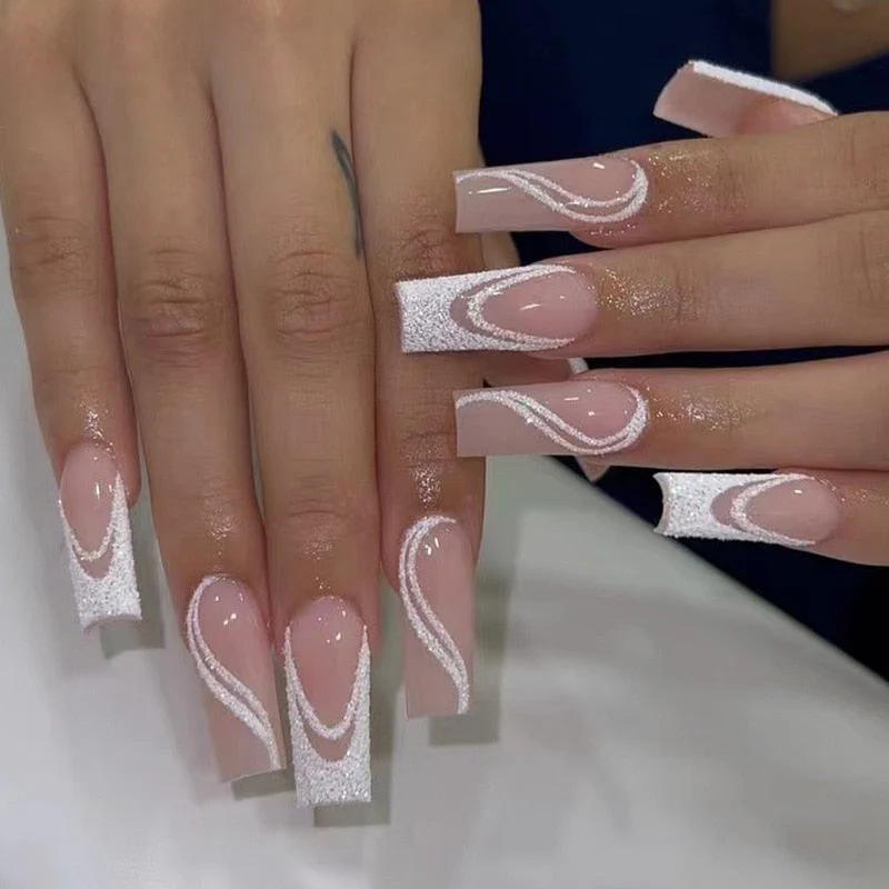 Square Shape Long Press On Nails - Image 54