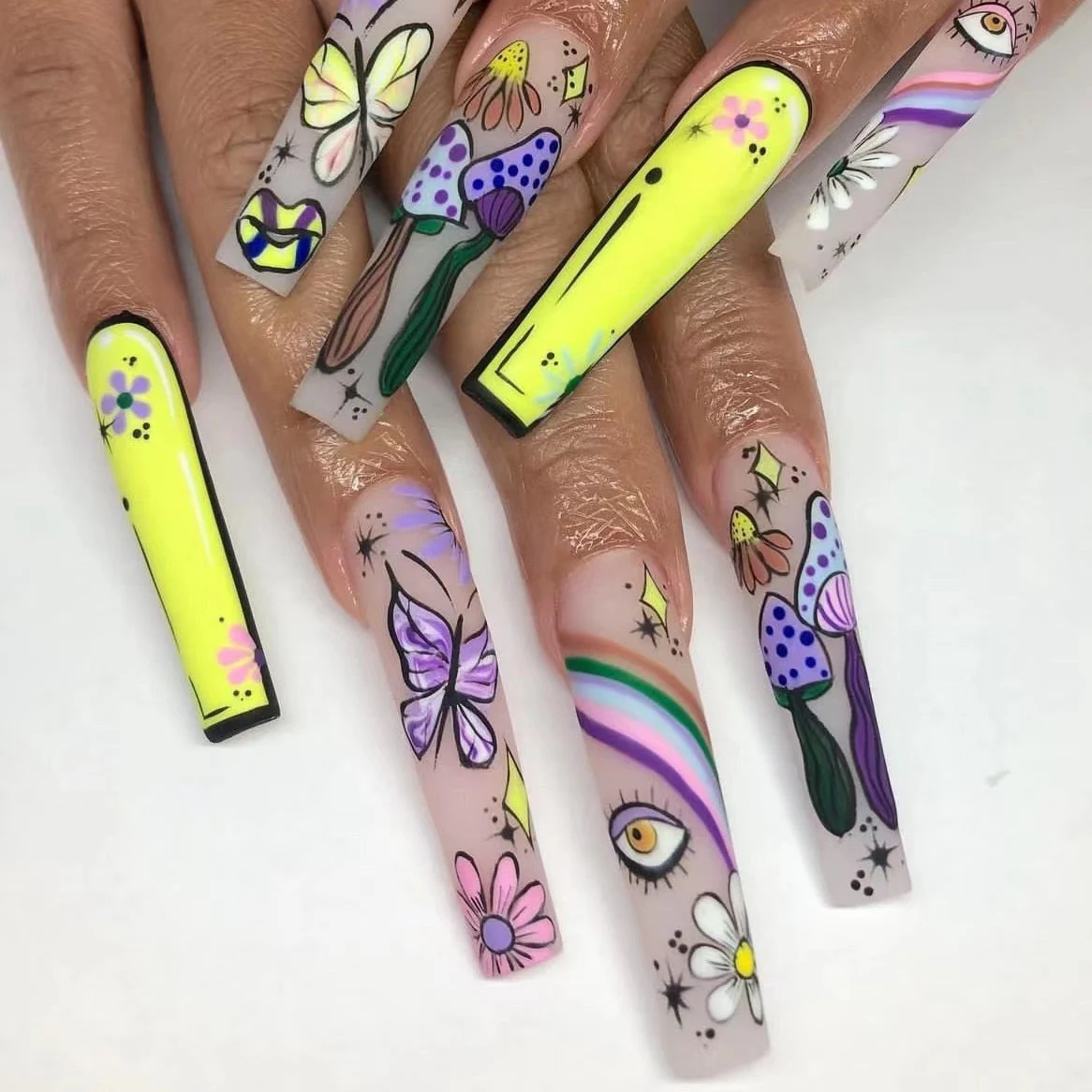 Square Shape Long Press On Nails - Image 56
