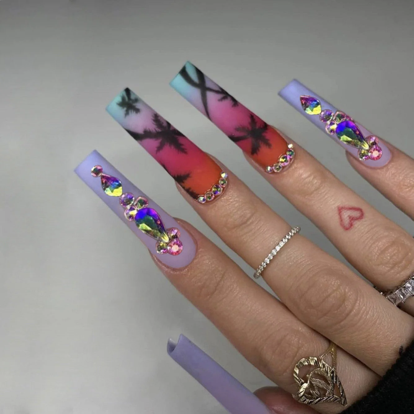 Square Shape Long Press On Nails - Image 57