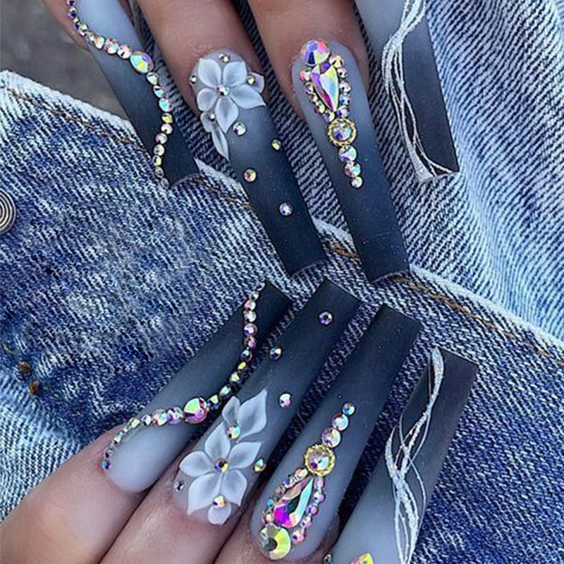 Square Shape Long Press On Nails - Image 59