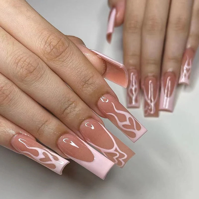 Square Shape Long Press On Nails - Image 61