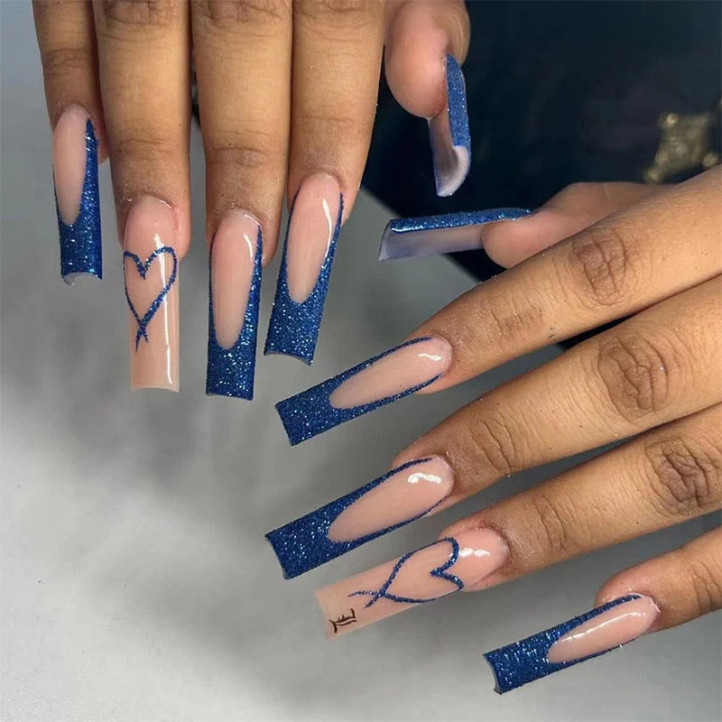 Square Shape Long Press On Nails - Image 62