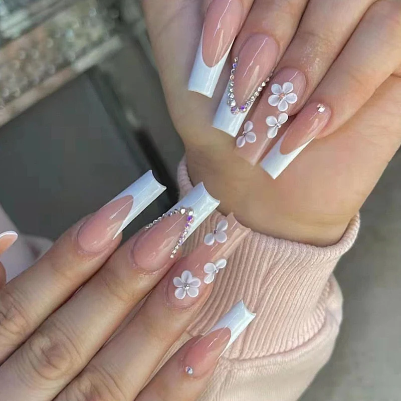 Square Shape Long Press On Nails - Image 63