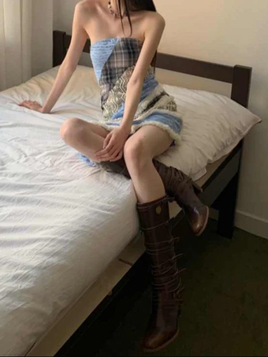 Stacked Spliced Tube Top Irregular Dress - Image 4