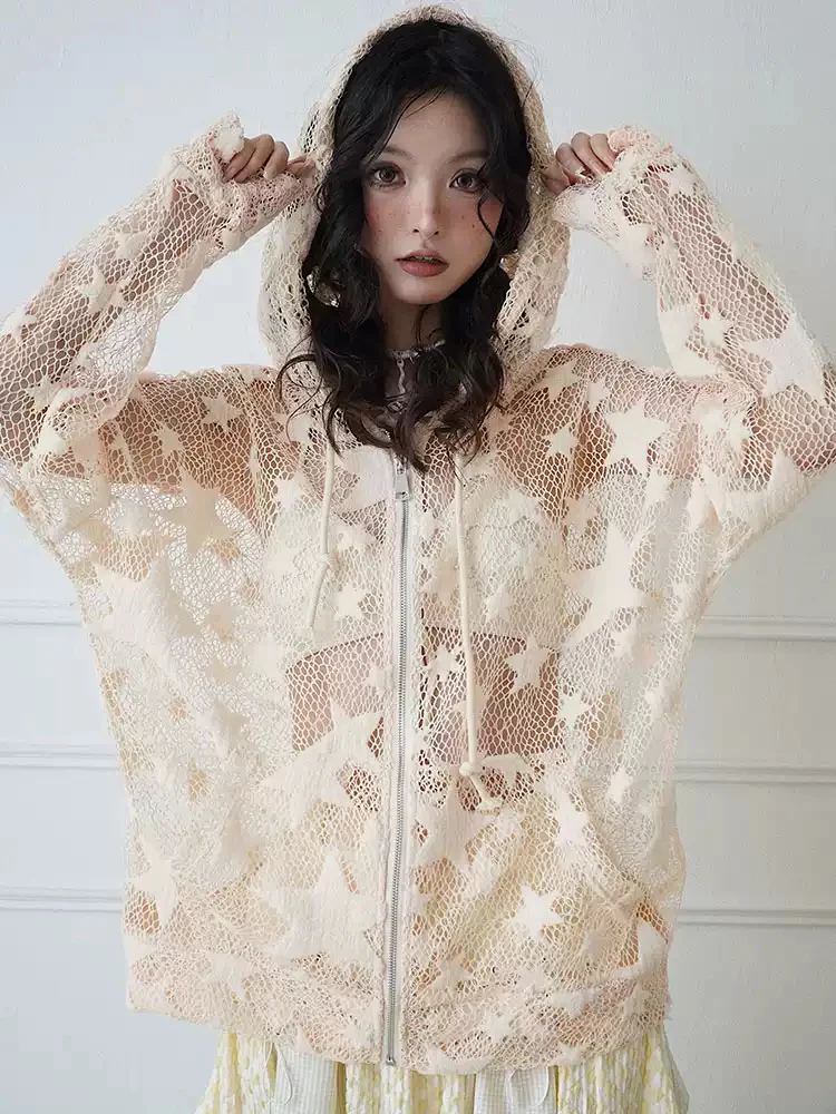 Star Fragments mesh hollow cardigan - Image 4