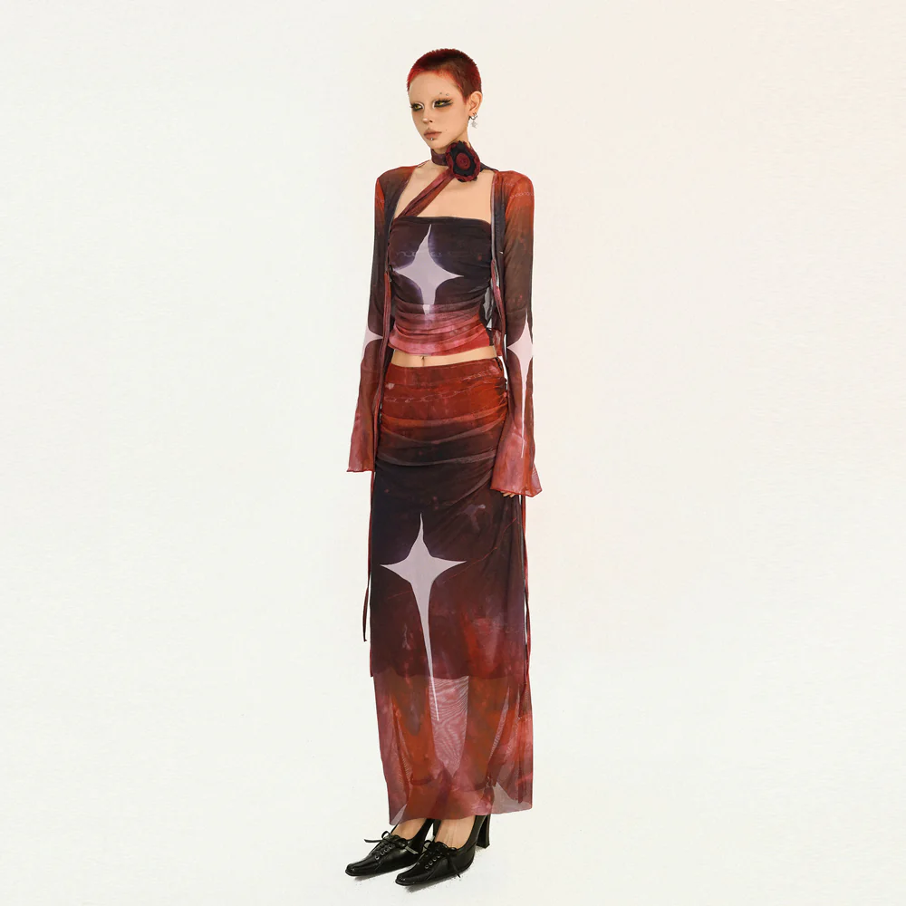 Star Mesh Print Skirt - Image 5