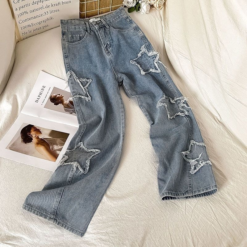 Star Patchwork Blue Jeans - Image 4