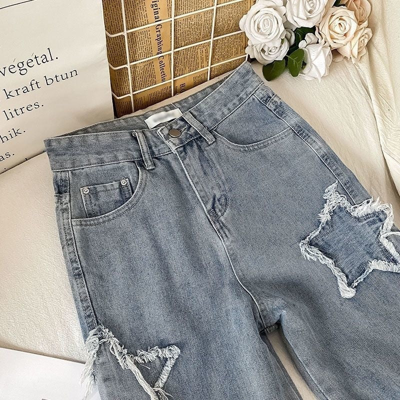 Star Patchwork Blue Jeans - Image 5