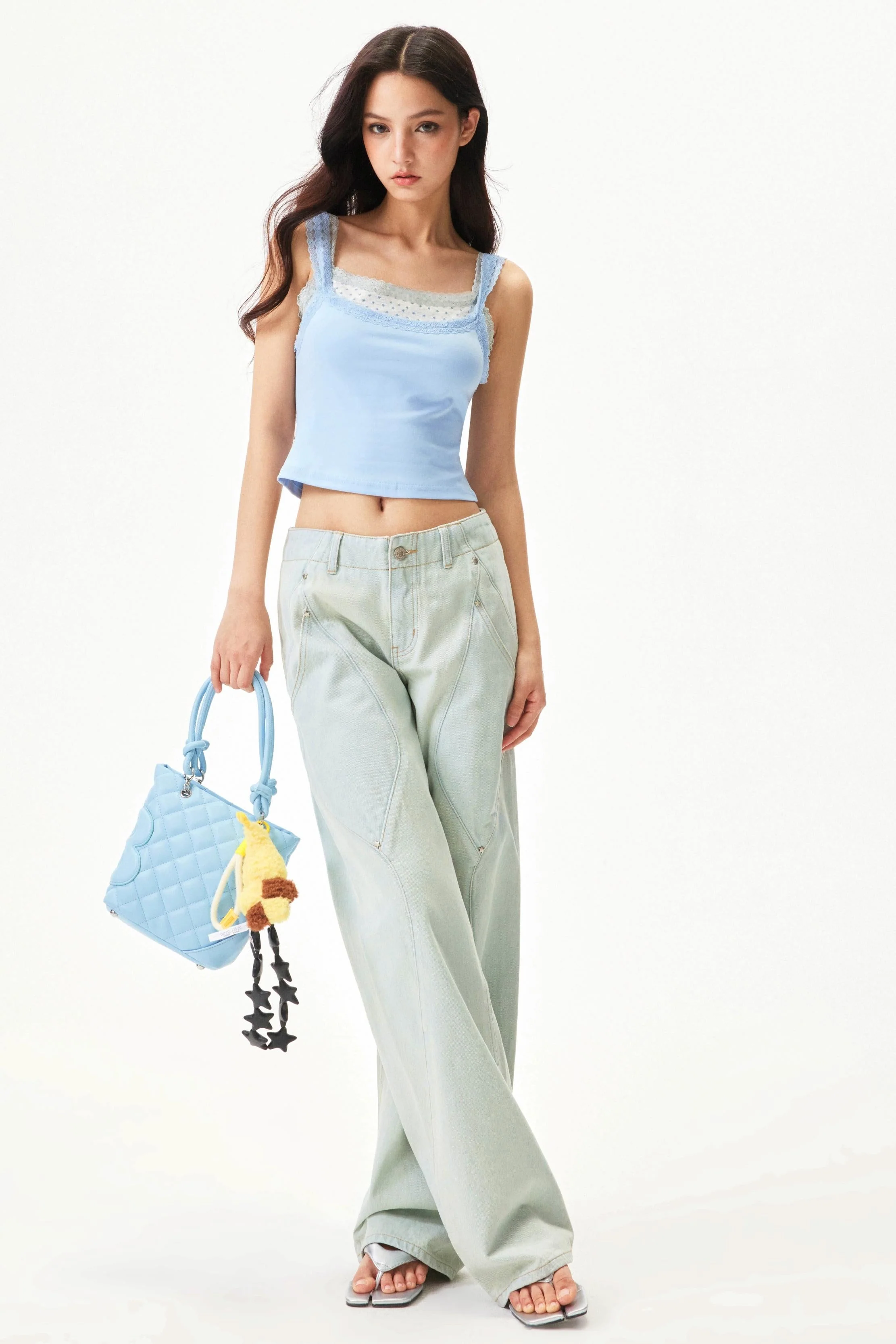Star Print Lace Trim Tank Top - Image 4
