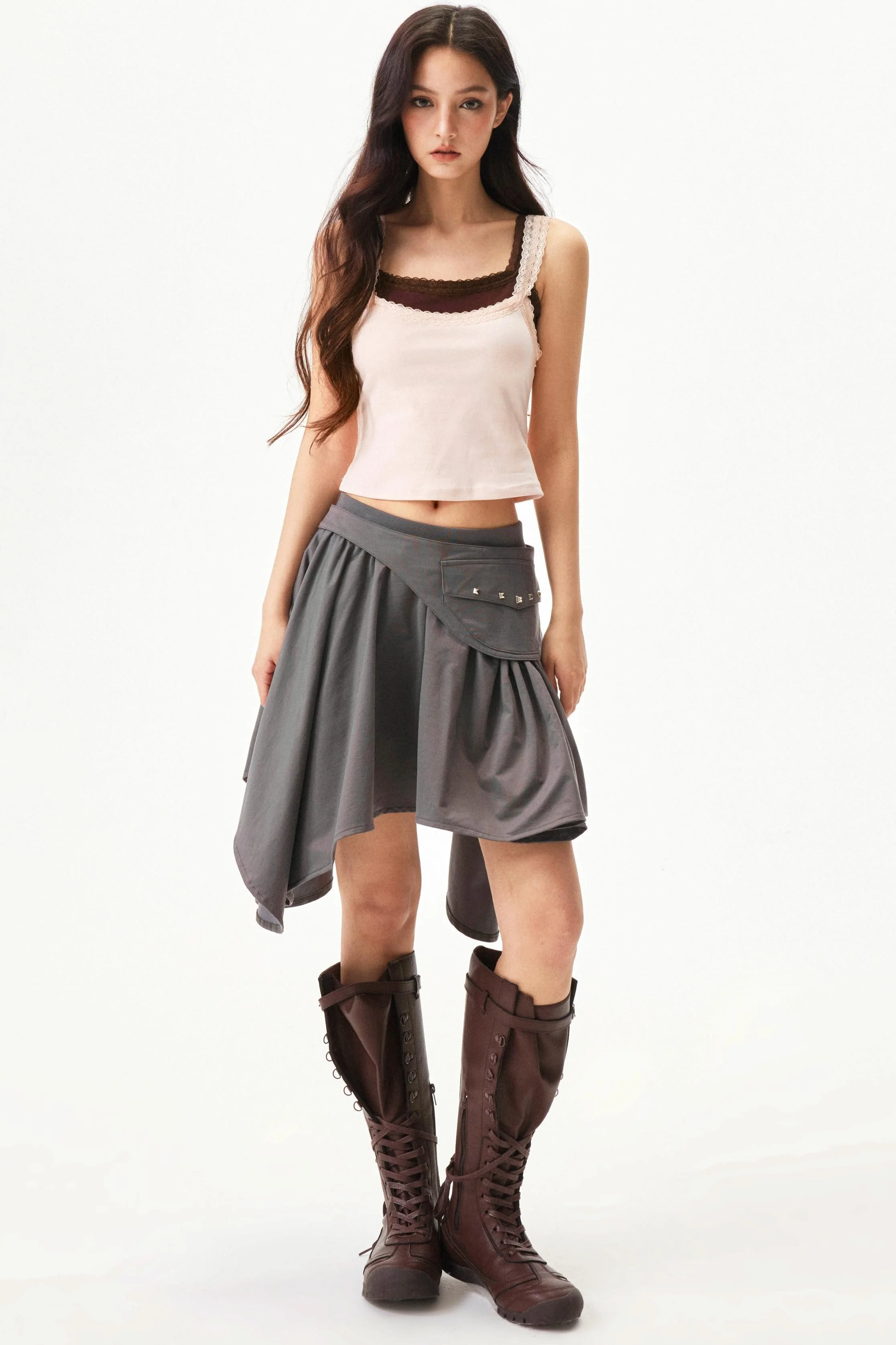 Star Print Lace Trim Tank Top - Image 8