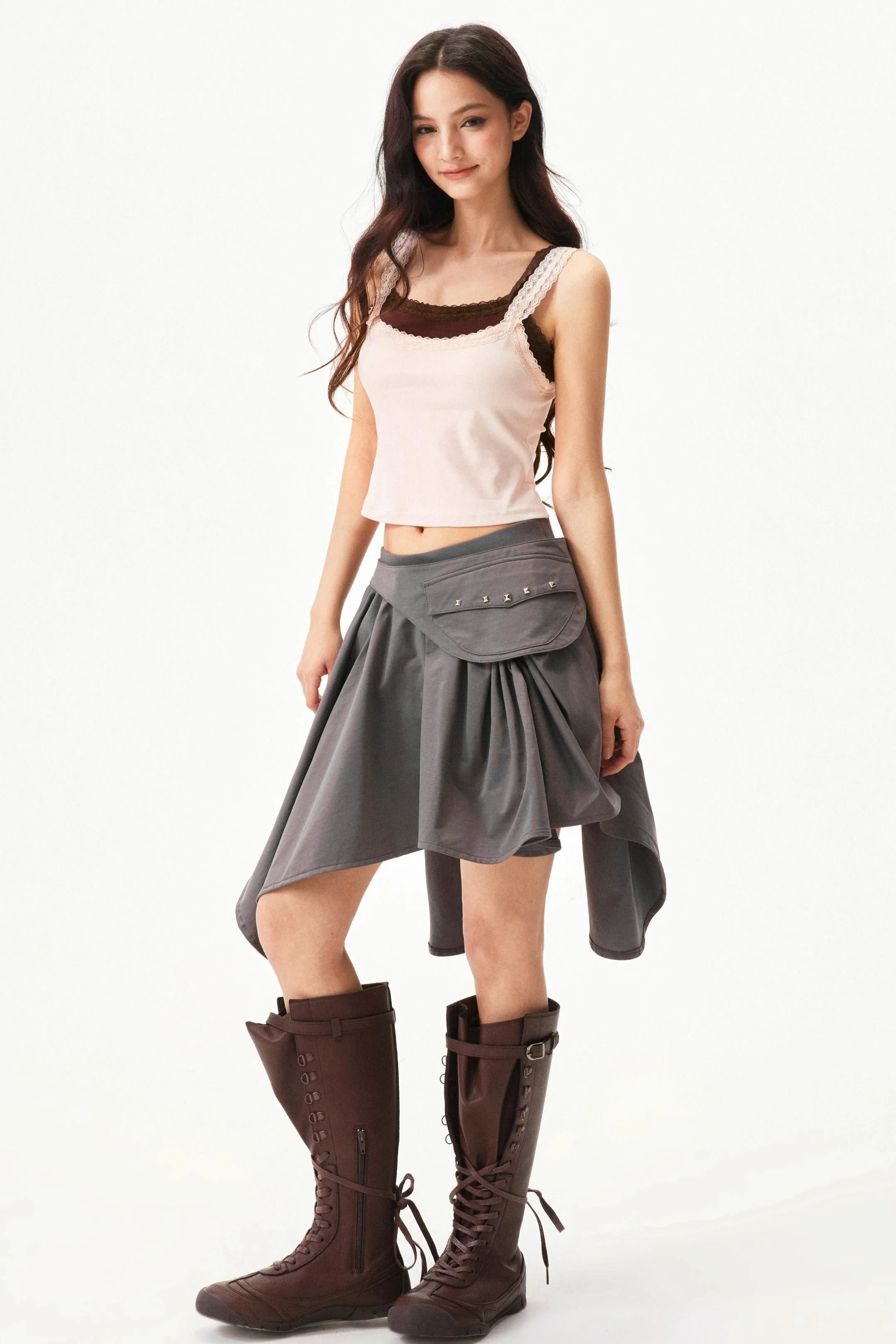 Star Print Lace Trim Tank Top - Image 9