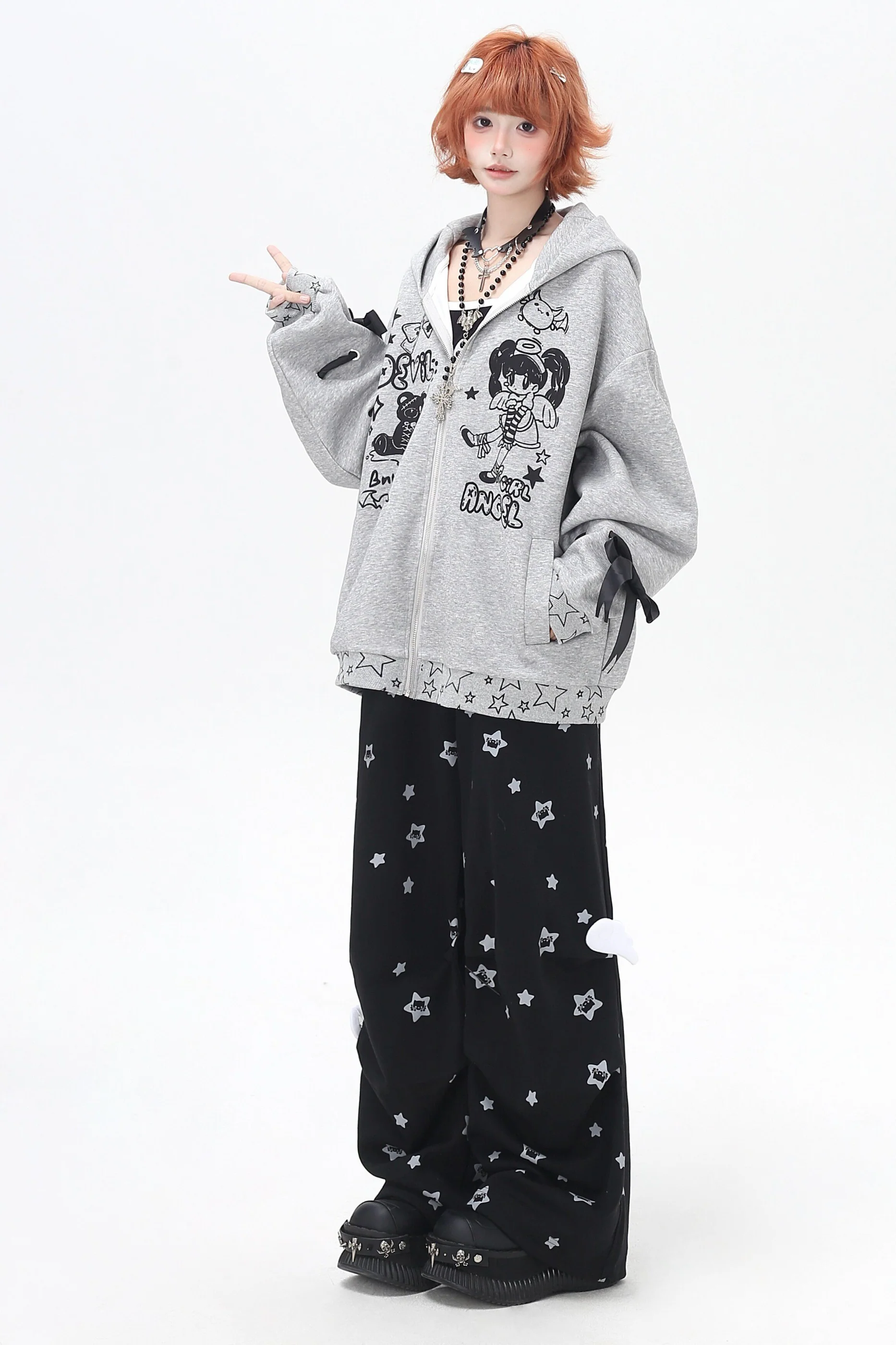 Star Print House Loose Casual Straight Sweatpants - Image 12