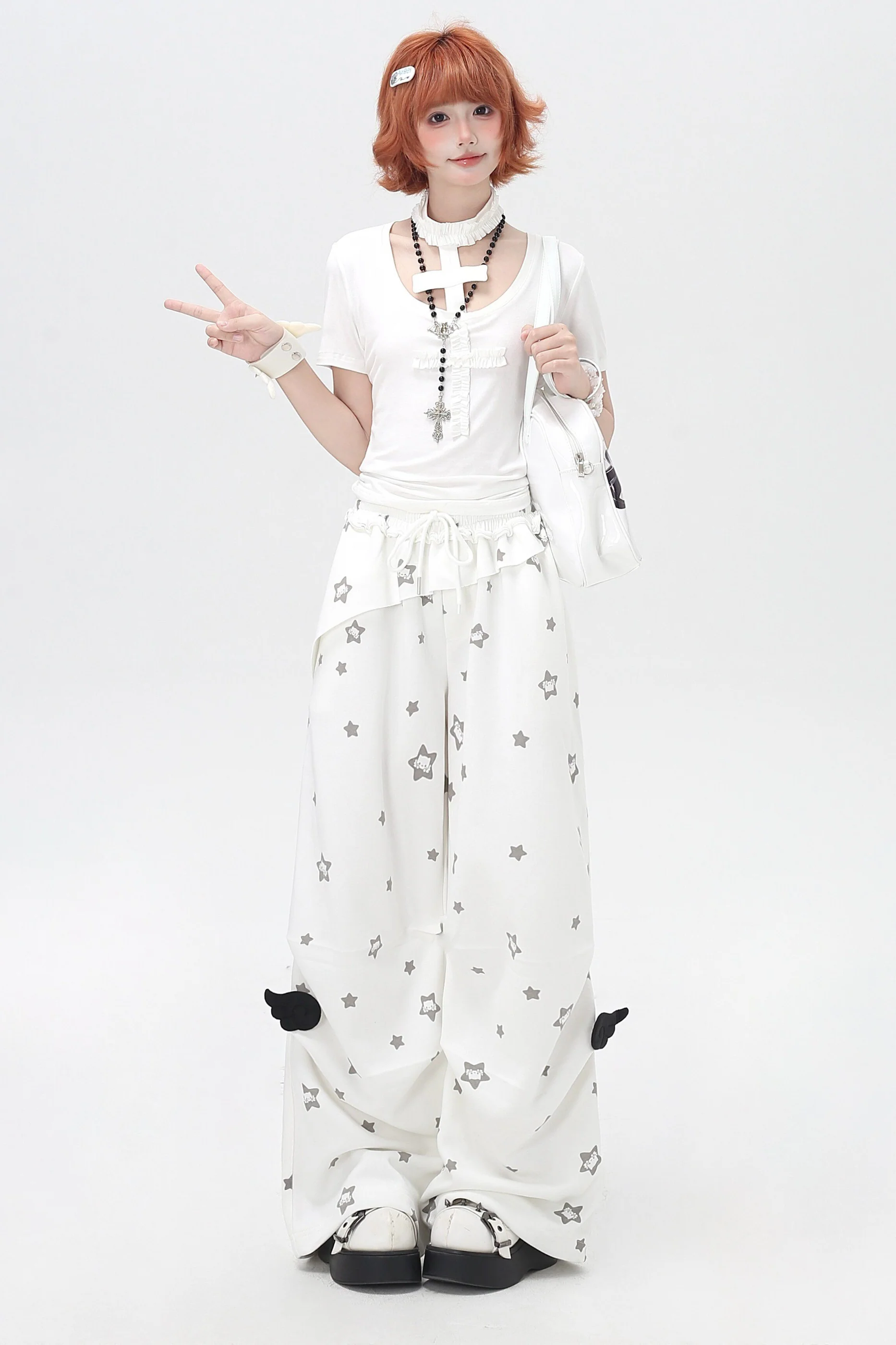 Star Print House Loose Casual Straight Sweatpants - Image 5