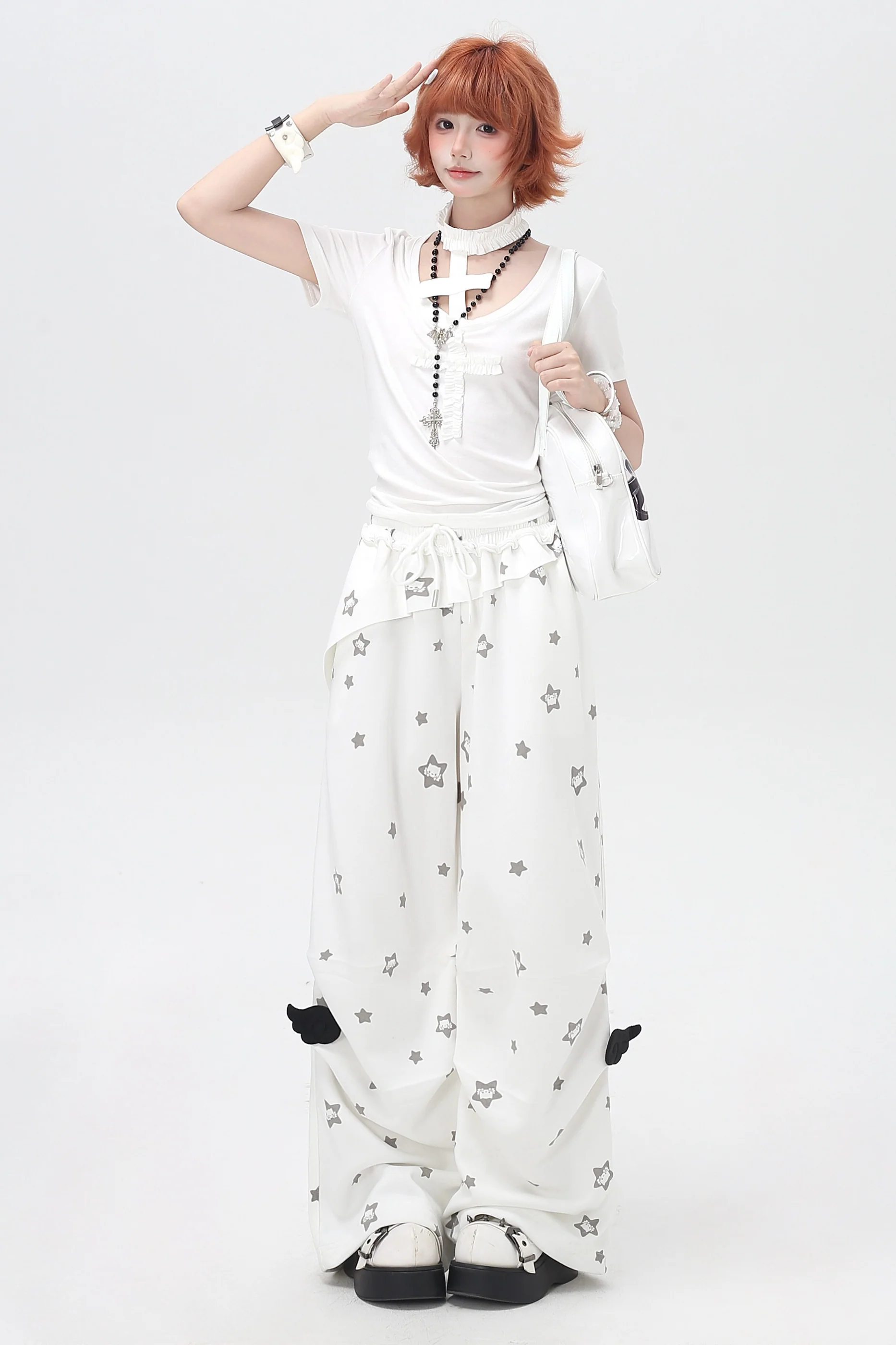 Star Print House Loose Casual Straight Sweatpants - Image 6
