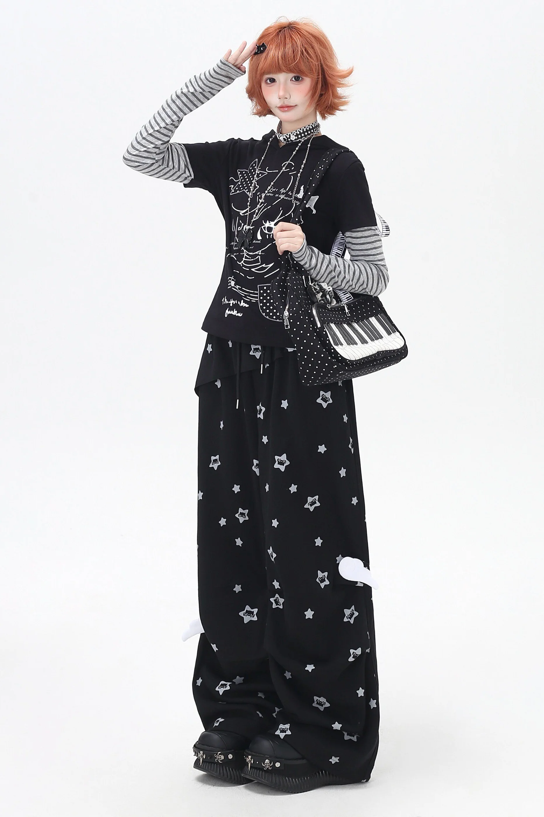 Star Print House Loose Casual Straight Sweatpants - Image 9
