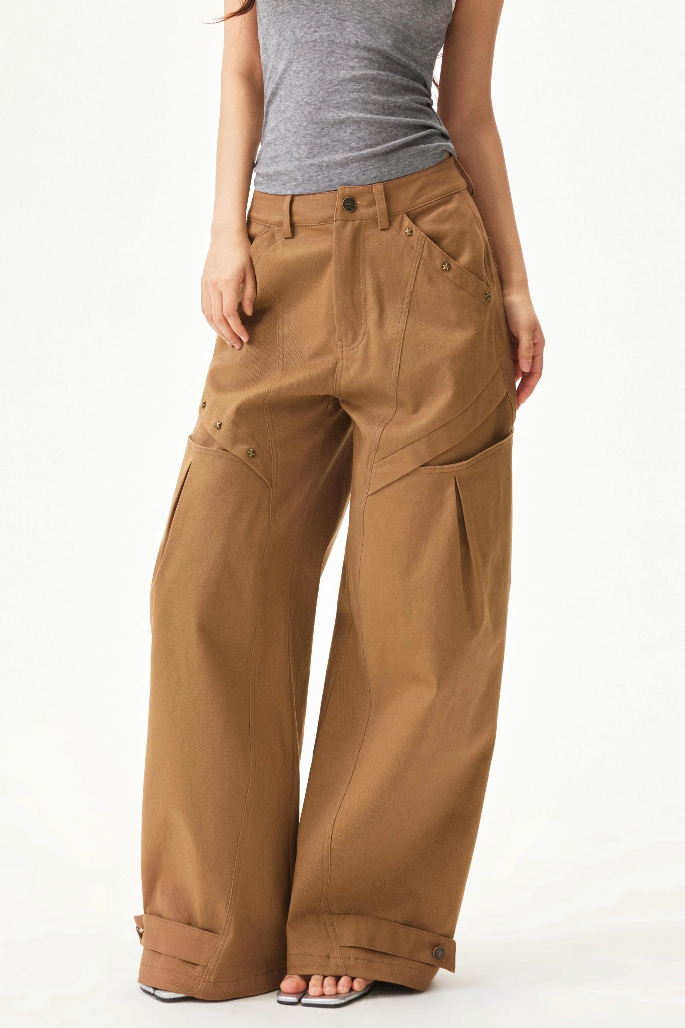Star knit deconstructed twill pants - Image 2