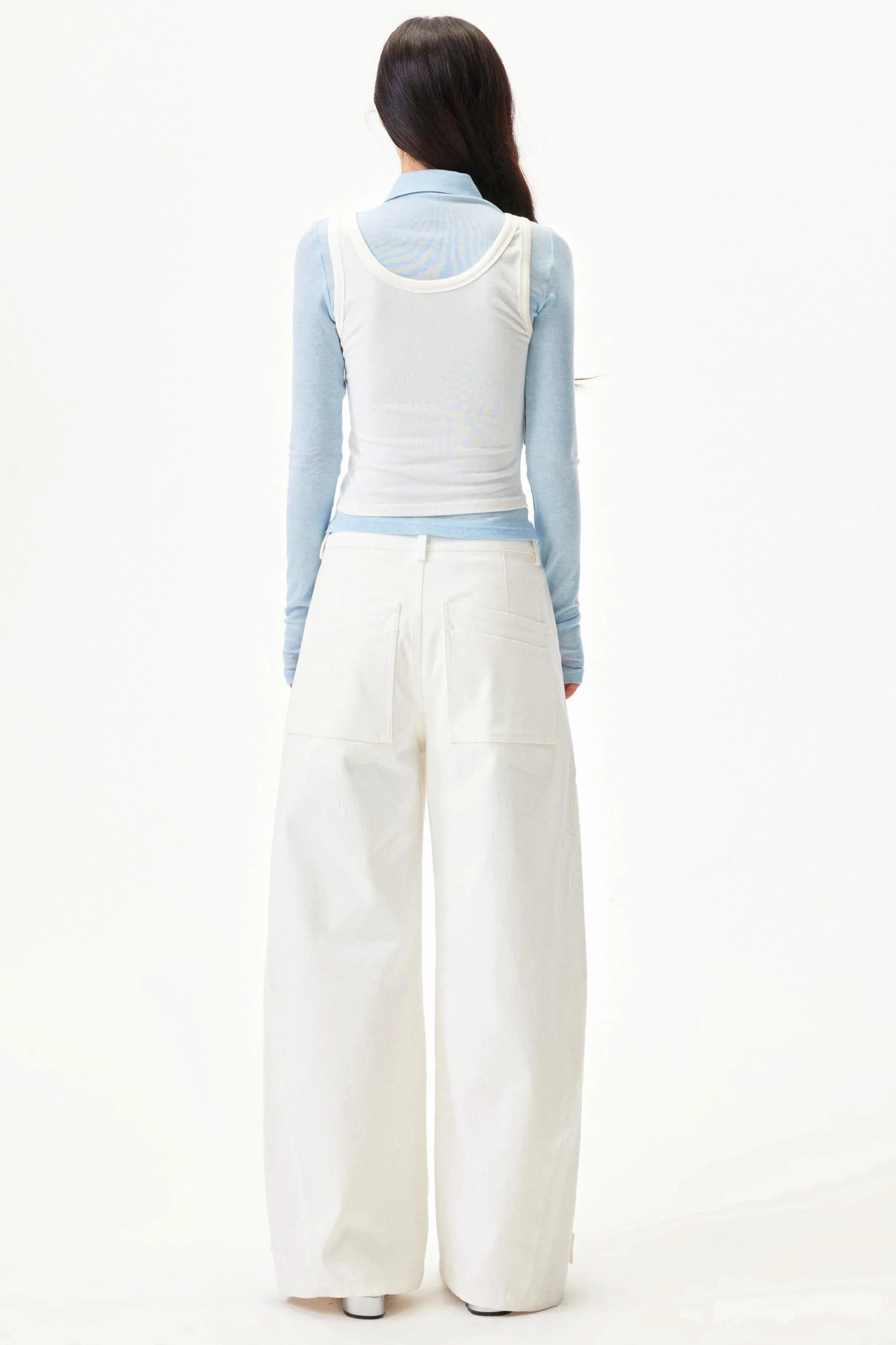 Star knit deconstructed twill pants - Image 24