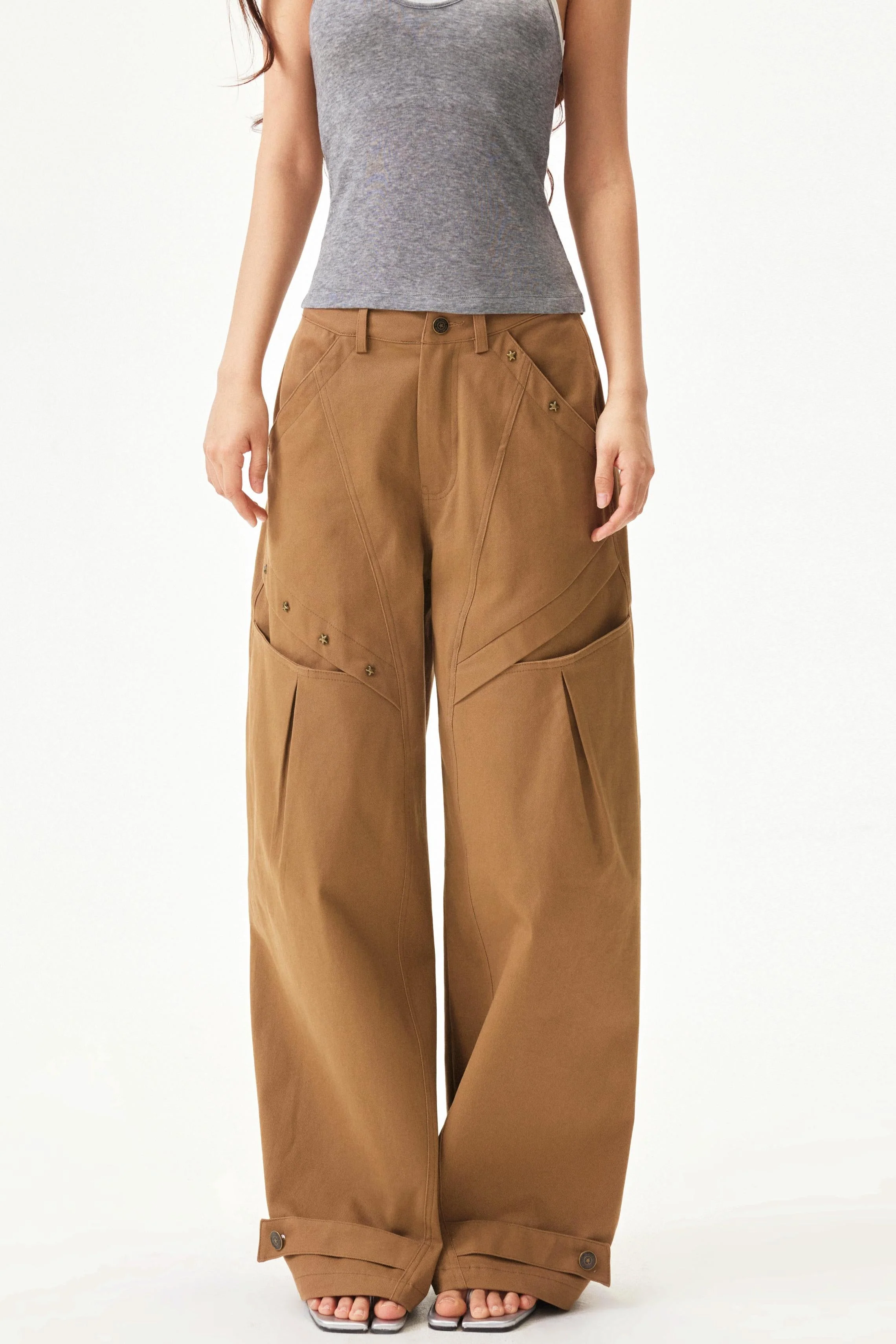 Star knit deconstructed twill pants - Image 3