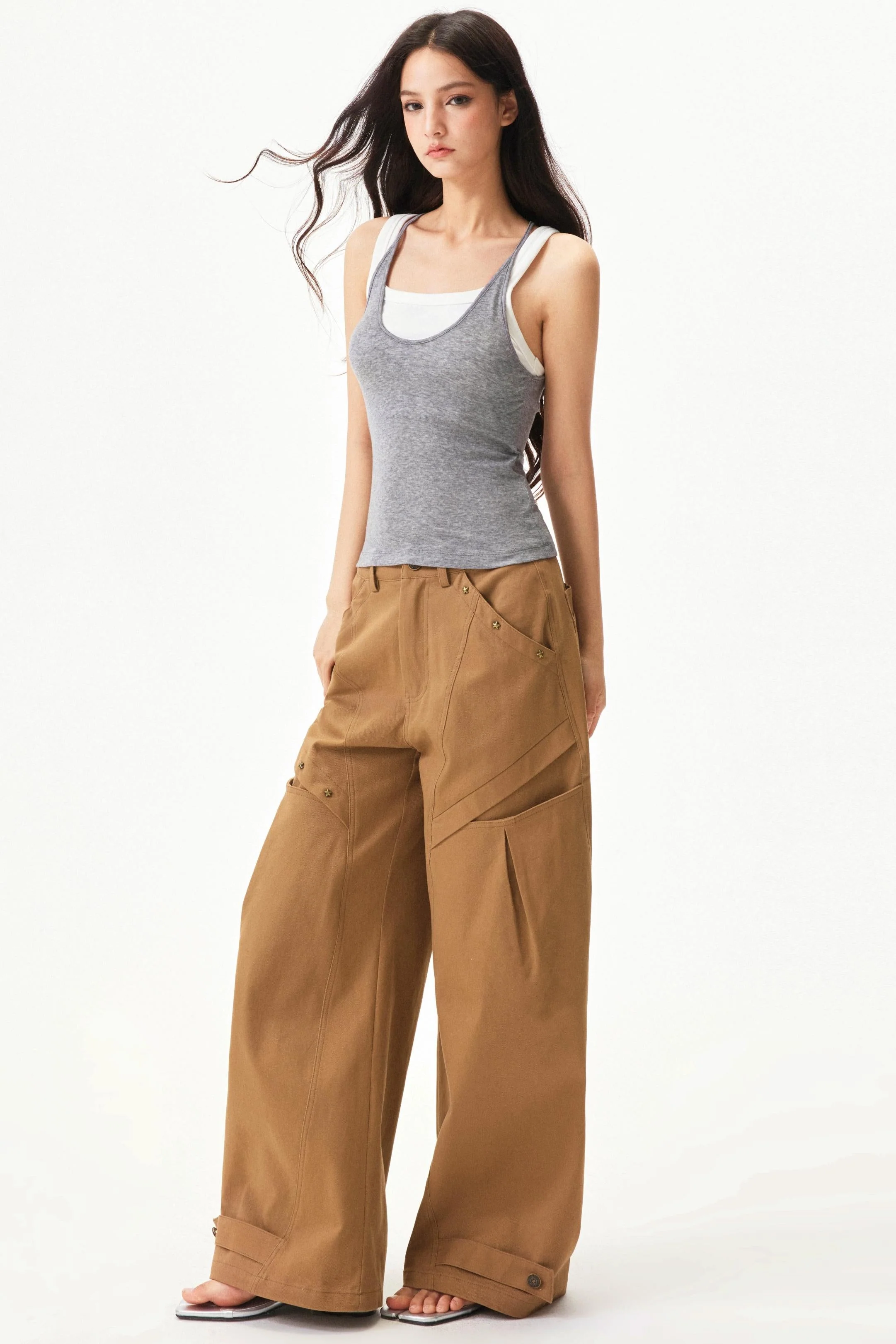 Star knit deconstructed twill pants - Image 4