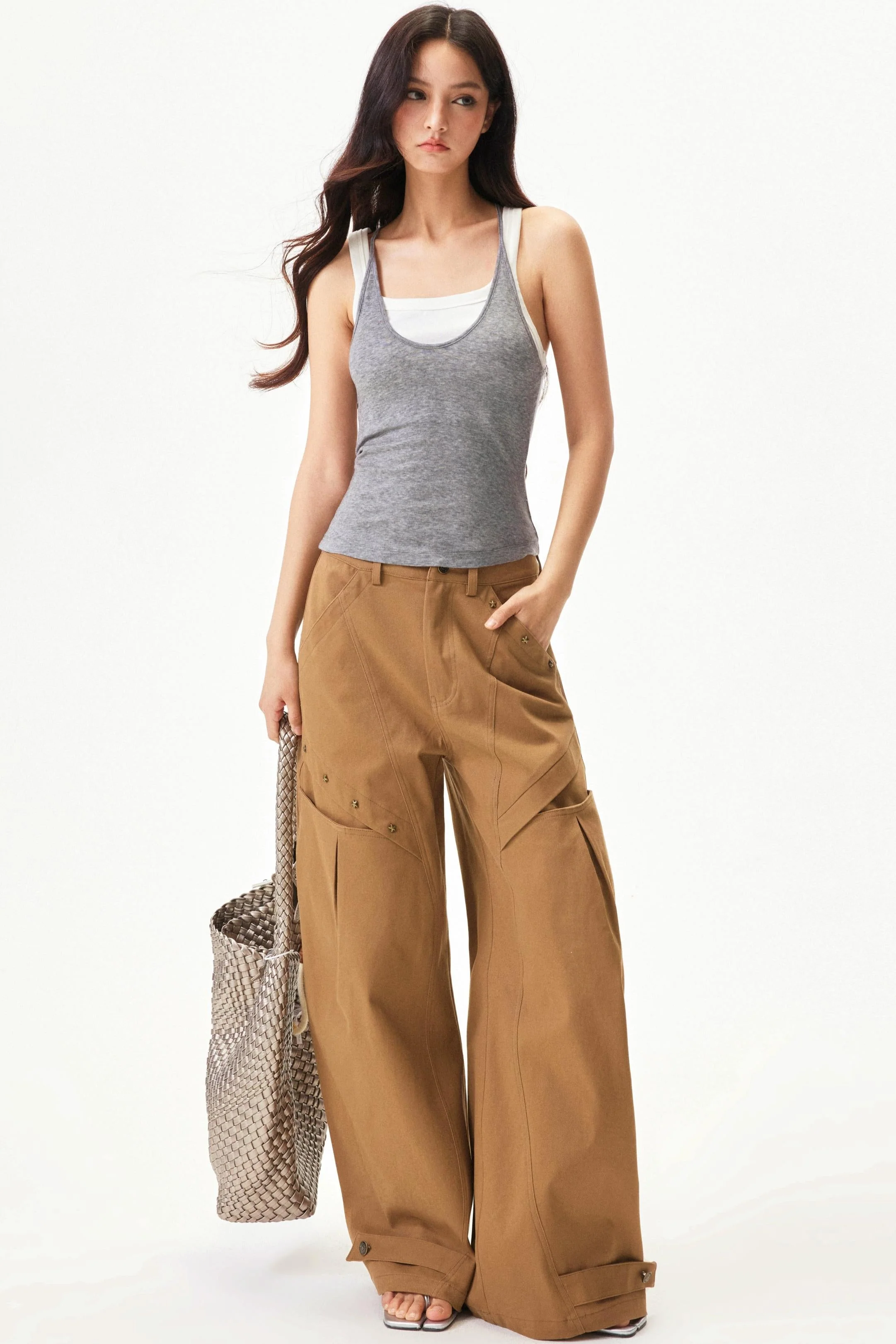 Star knit deconstructed twill pants - Image 5