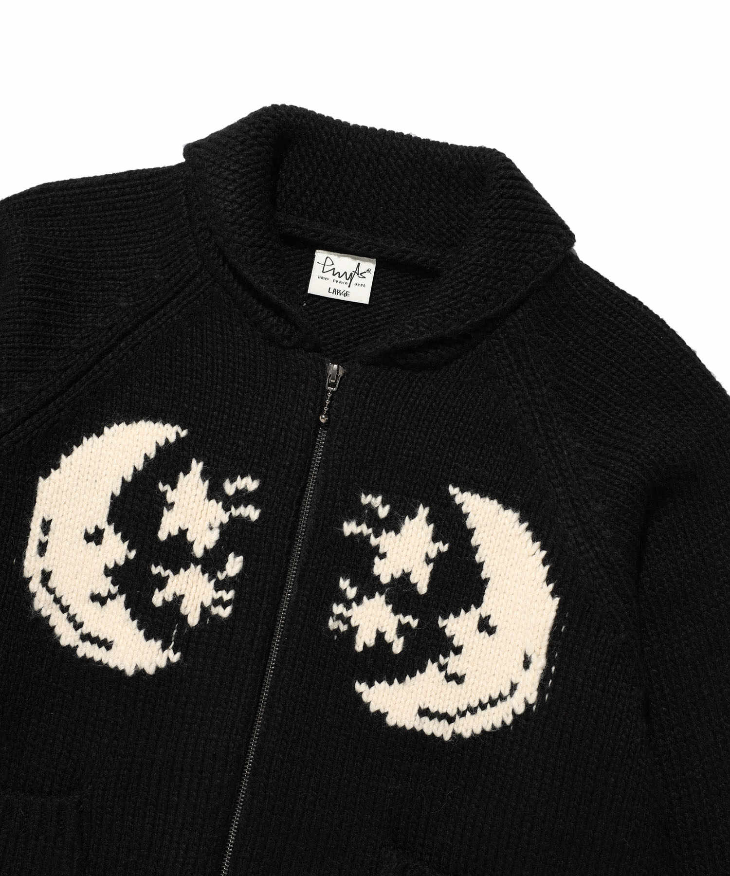 Stars and Moon Jacquard Lapel Knitted Cardigan - Image 2