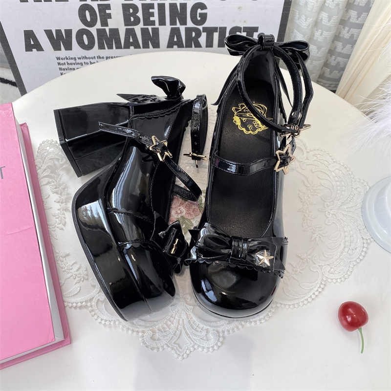 Stars Bows Thick-Heel Platform Shoes - Image 4