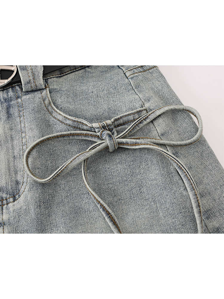 Strap Bows Denim Coquette Skirt - Image 3