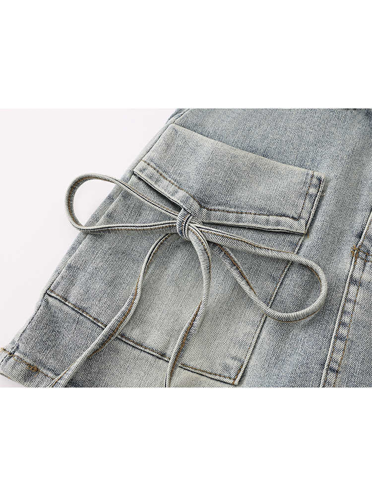 Strap Bows Denim Coquette Skirt - Image 4